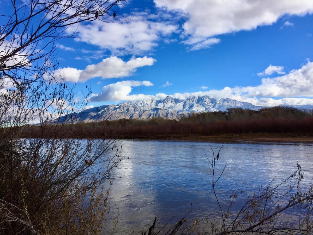 Picture of the Rio Grande and Sandia Mountains
